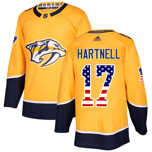 Adidas Predators #17 Scott Hartnell Yellow Home Authentic USA Flag Stitched Youth NHL Jersey